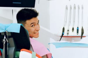 Man at dentist for a dental checkup