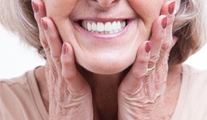 woman with dentures