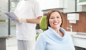 Woman at consultation for dentures