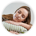 Sleep woman with head resting on arm